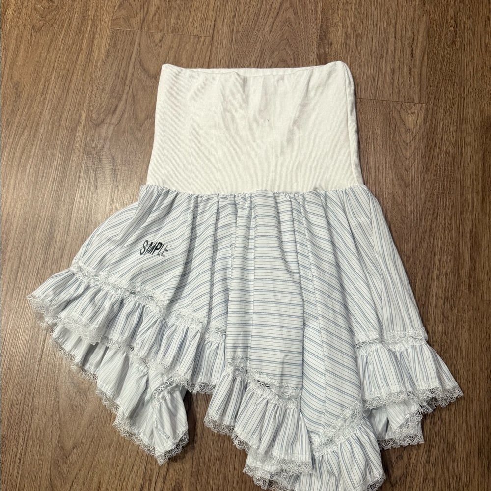 Chic Asymmetrical White and Gray Women's Skirt - Picture 2 of 6